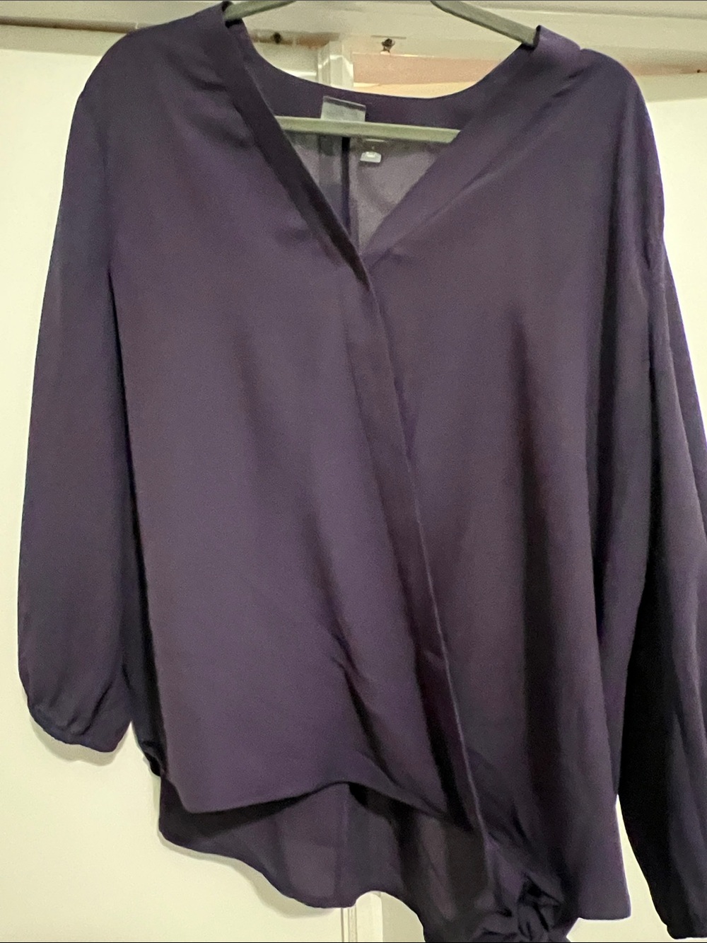 New York & Company Deep Purple Surplice Blouse